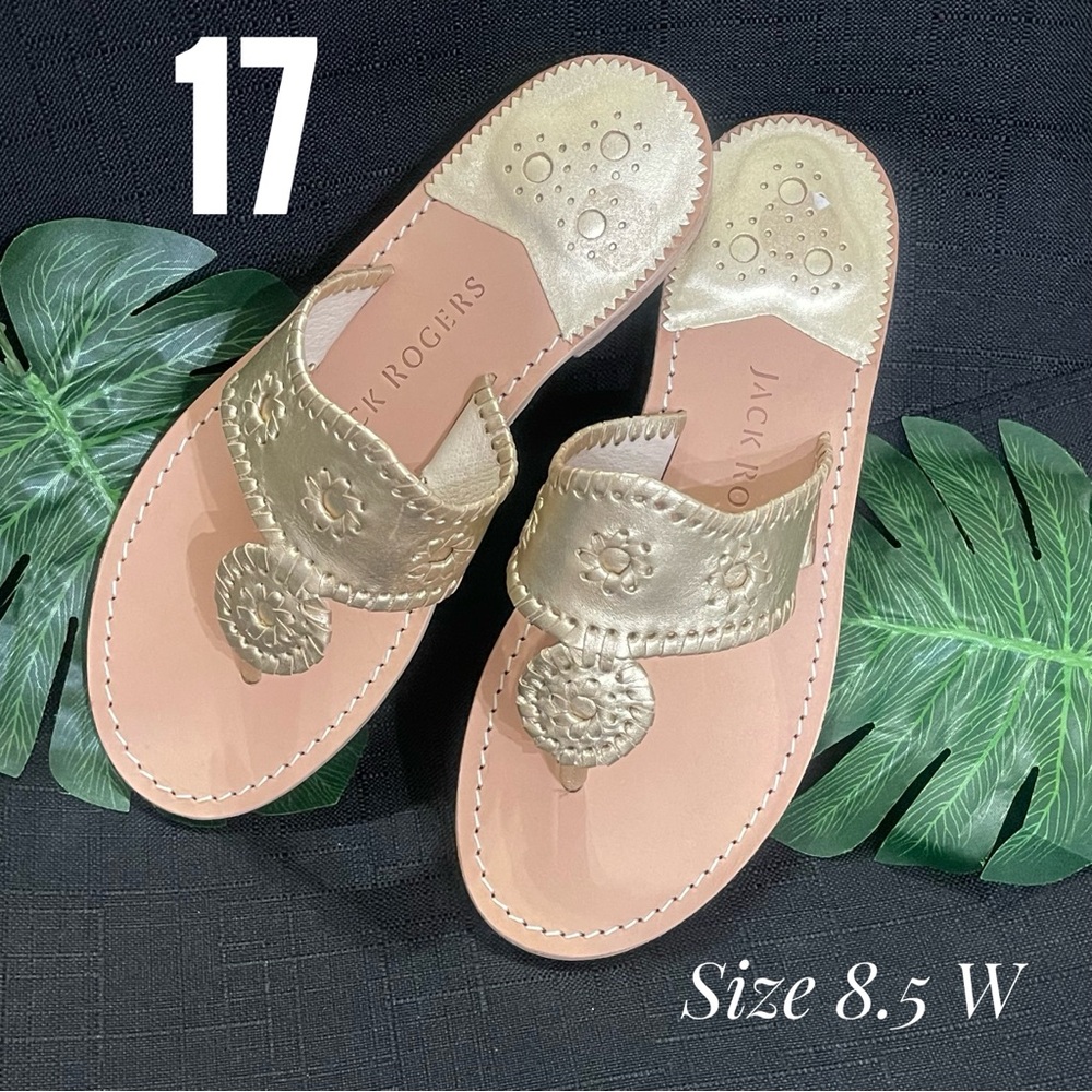 Jack Roger Leather Thong Sandals Whipstitch Hampton - Picture 13 of 14